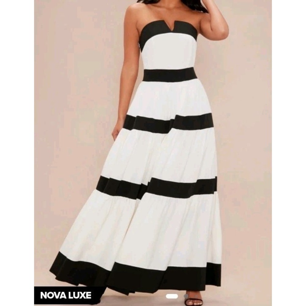Novaluxe Santana Maxi Dress Small Black And White Coquette